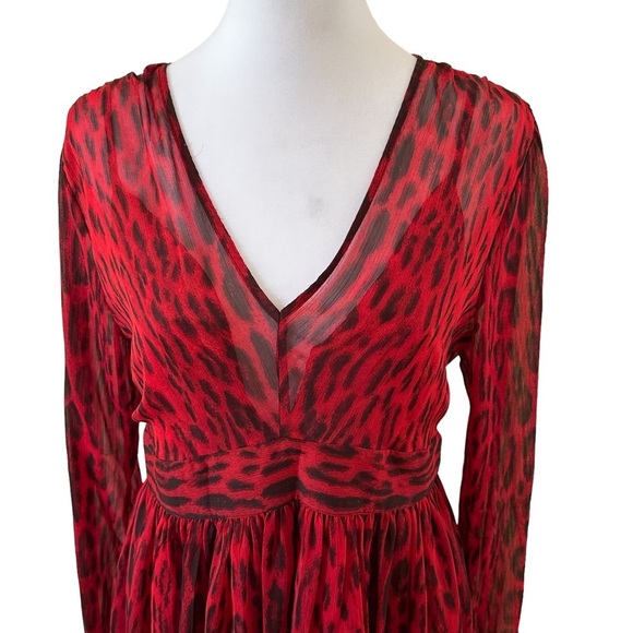 Michael Kors Women’s Long Sleeves V-Neck Dress Red/Black Size 6 - Picture 9 of 12